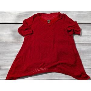 New $69 Multiples Missy Americana PLus Size XL 2 Pc Brick Rusty Red Layered Tops